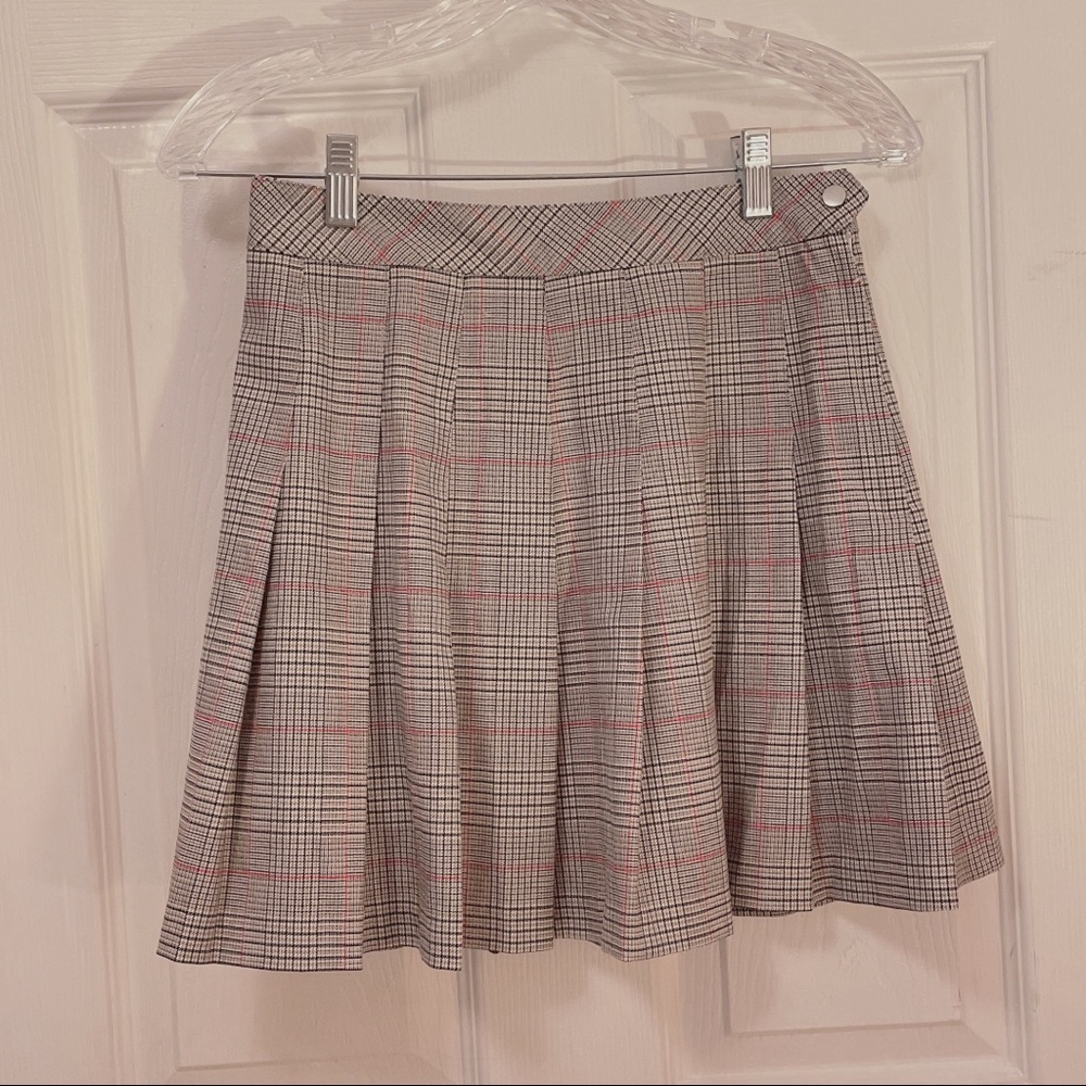 h&m divided grey plaid pleated mini skirt
